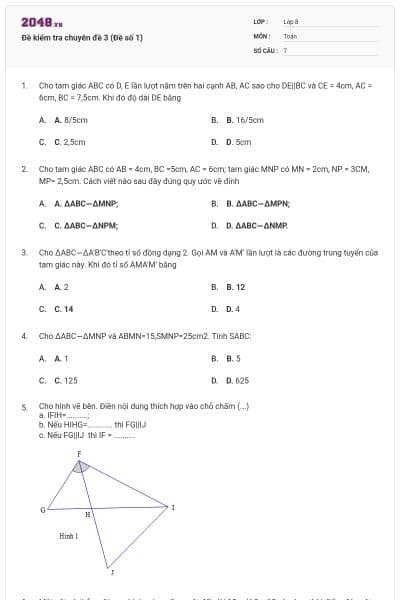 Đề kiểm tra chuyên đề 3 (Đề số 1)