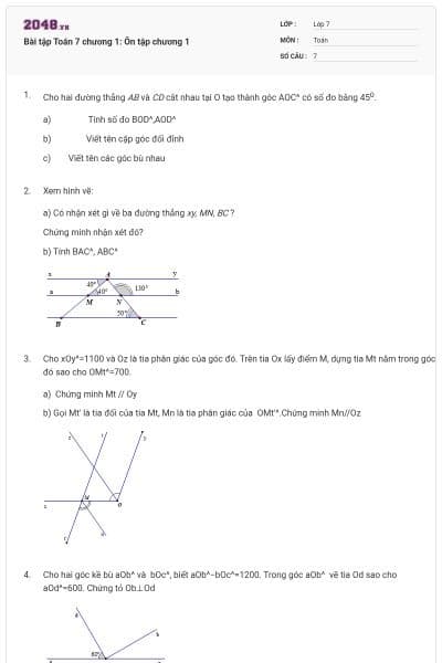 Bài tập Toán 7 chương 1: Ôn tập chương 1