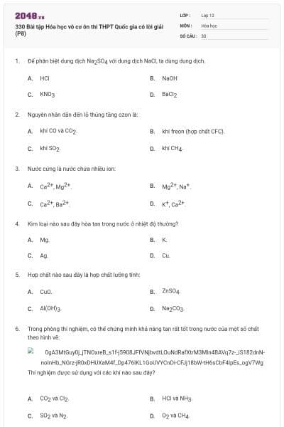 330 Bài tập Hóa học vô cơ ôn thi THPT Quốc gia có lời giải (P8)