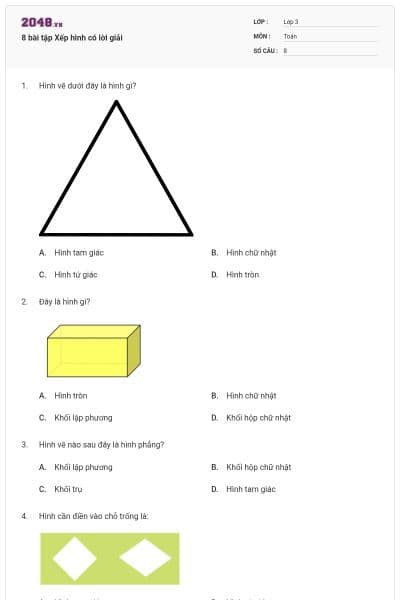 8 bài tập Xếp hình có lời giải