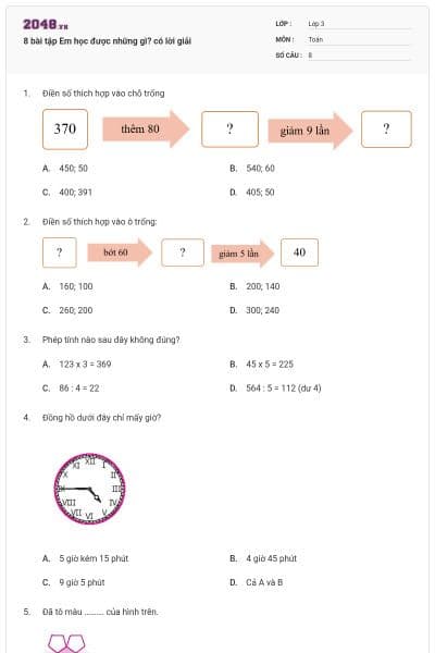 8 bài tập Em học được những gì? có lời giải
