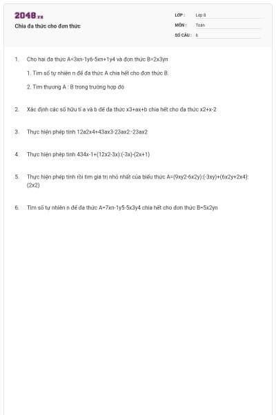 Chia đa thức cho đơn thức