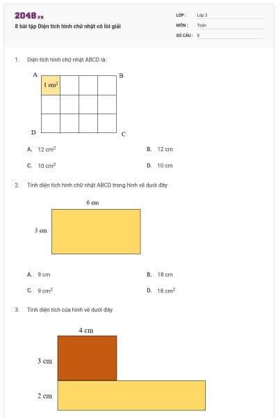 8 bài tập Diện tích hình chữ nhật có lời giải