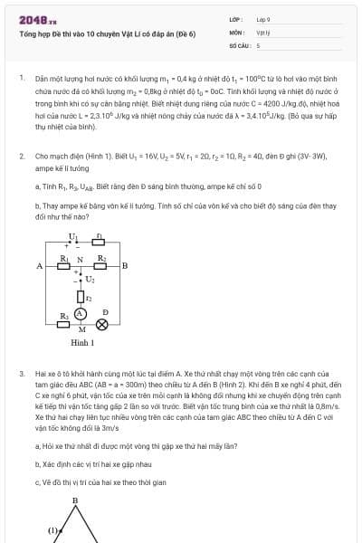Tổng hợp Đề thi vào 10 chuyên Vật Lí có đáp án (Đề 6)