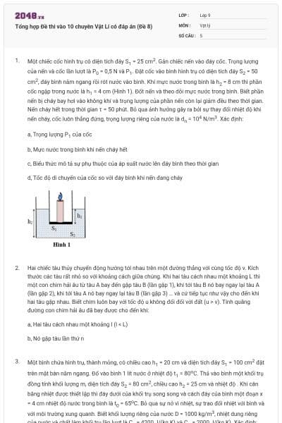 Tổng hợp Đề thi vào 10 chuyên Vật Lí có đáp án (Đề 8)