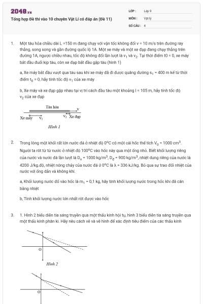 Tổng hợp Đề thi vào 10 chuyên Vật Lí có đáp án (Đề 11)