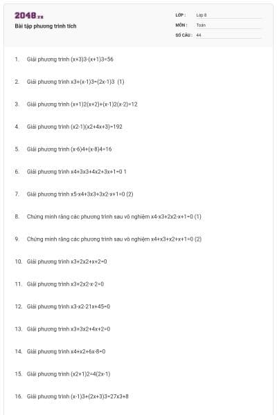 Bài tập phương trình tích