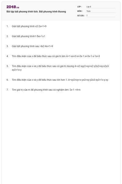 Bài tập bất phương trình tích. Bất phương trình thương