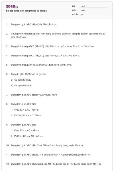 Bài tập dựng hình bằng thước và compa