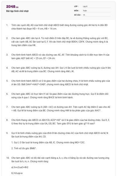 Bài tập hình chữ nhật