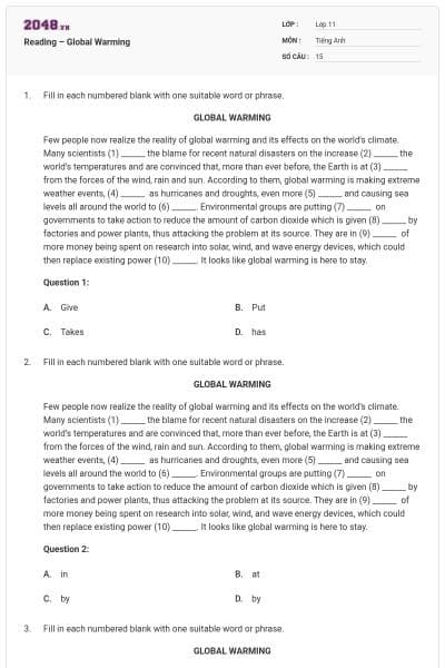 Reading – Global Warming