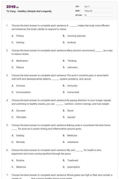 Từ Vựng - Healthy Lifestyle And Longevity