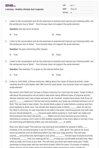 Listening - Healthy Lifestyle And Longevity