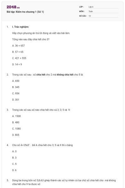 Bài tập: Kiểm tra chương 1 (Số 1)