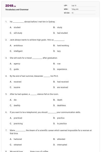 Vocabulary and Grammar