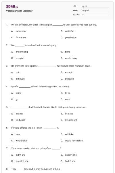 Vocabulary and Grammar