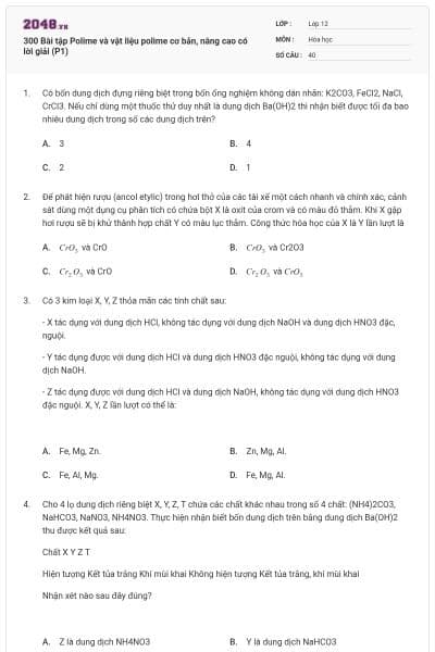 300 Bài tập Polime và vật liệu polime cơ bản, nâng cao có lời giải (P1)