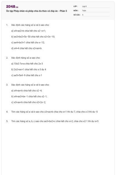 Ôn tập Phép nhân và phép chia đa thức có đáp án - Phần 5