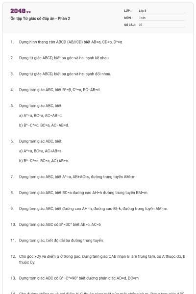 Ôn tập Tứ giác có đáp án - Phần 2