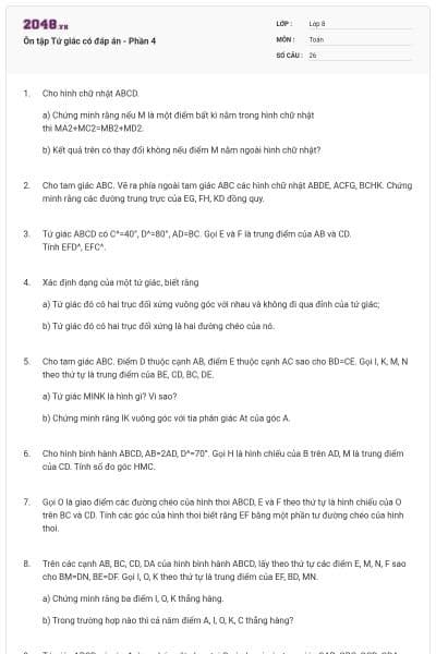 Ôn tập Tứ giác có đáp án - Phần 4