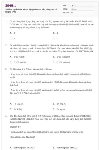 300 Bài tập Polime và vật liệu polime cơ bản, nâng cao có lời giải (P1)