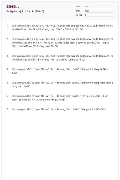 Ôn tập học kỳ 1 có đáp án (Phần 3)