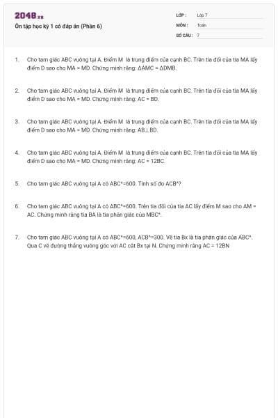 Ôn tập học kỳ 1 có đáp án (Phần 6)