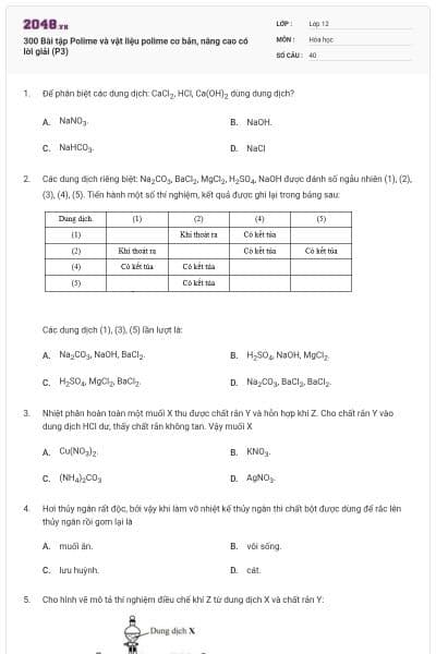 300 Bài tập Polime và vật liệu polime cơ bản, nâng cao có lời giải (P3)