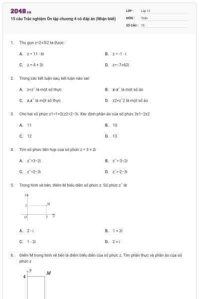 15 câu Trắc nghiệm Ôn tập chương 4 có đáp án (Nhận biết)
