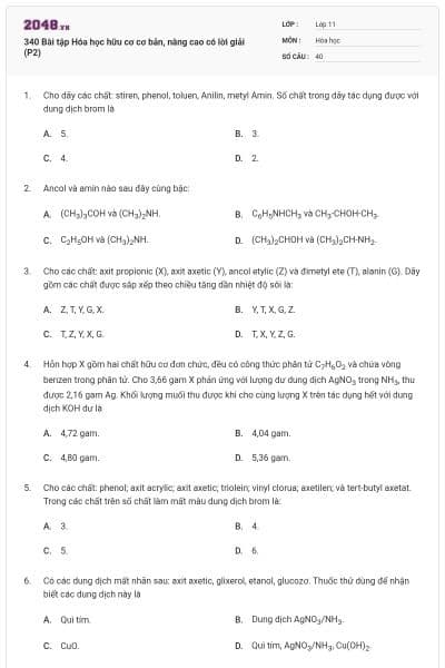 340 Bài tập Hóa học hữu cơ cơ bản, nâng cao có lời giải (P2)