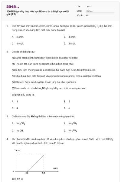 300 Bài tập tổng hợp Hóa học Hữu cơ ôn thi Đại học có lời giải (P5)