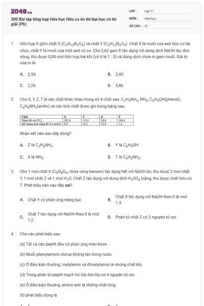 300 Bài tập tổng hợp Hóa học Hữu cơ ôn thi Đại học có lời giải (P6)