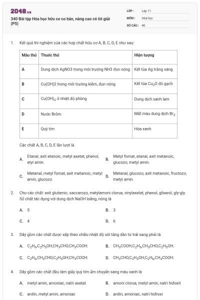 340 Bài tập Hóa học hữu cơ cơ bản, nâng cao có lời giải (P5)