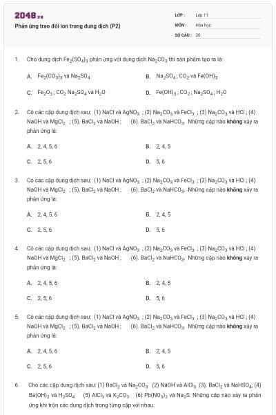 Phản ứng trao đổi ion trong dung dịch (P2)