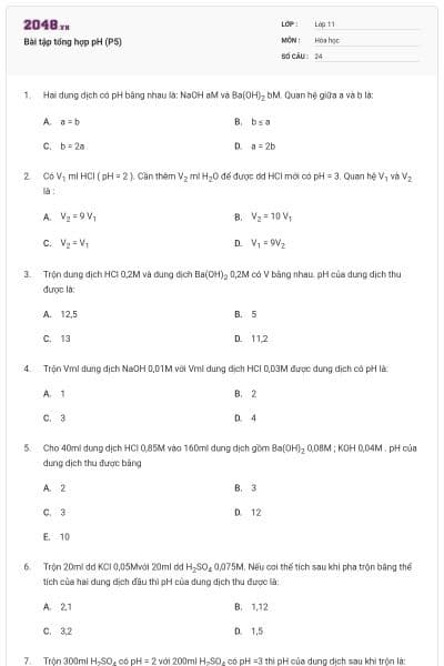 Bài tập tổng hợp pH (P5)