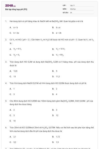 Bài tập tổng hợp pH (P5)