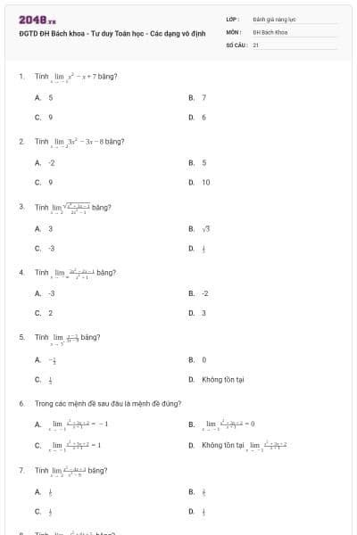 ĐGTD ĐH Bách khoa - Tư duy Toán học - Các dạng vô định