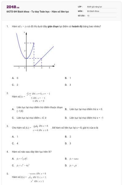 ĐGTD ĐH Bách khoa - Tư duy Toán học - Hàm số liên tục