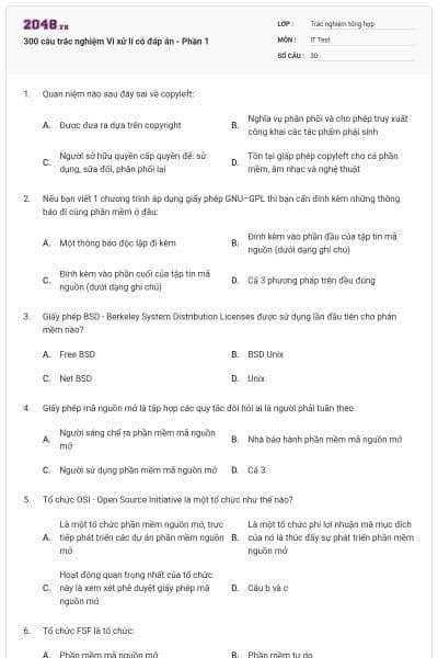 300 câu trắc nghiệm Vi xử lí có đáp án - Phần 1