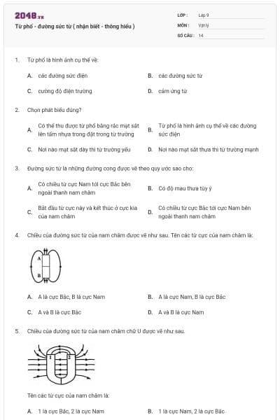 Từ phổ - đường sức từ ( nhận biết - thông hiểu )