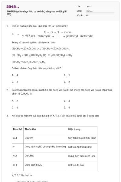 340 Bài tập Hóa học hữu cơ cơ bản, nâng cao có lời giải (P6)