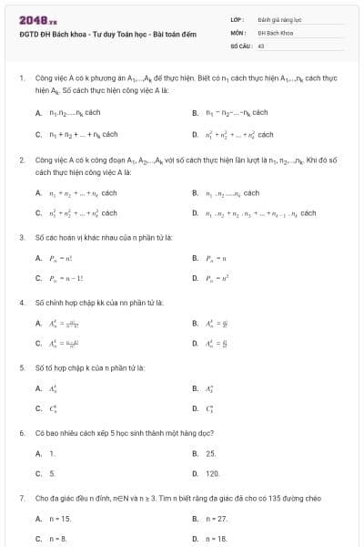 ĐGTD ĐH Bách khoa - Tư duy Toán học - Bài toán đếm