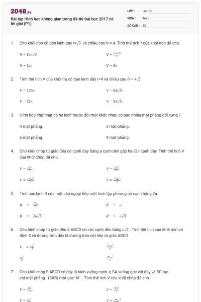 Bài tập Hình học không gian trong đề thi Đại học 2017 có lời giải (P1)