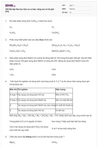 340 Bài tập Hóa học hữu cơ cơ bản, nâng cao có lời giải (P9)