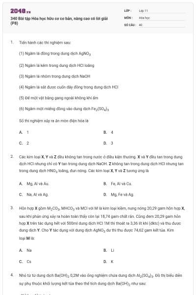 340 Bài tập Hóa học hữu cơ cơ bản, nâng cao có lời giải (P8)