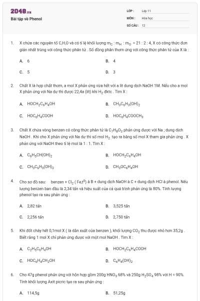 Bài tập về Phenol