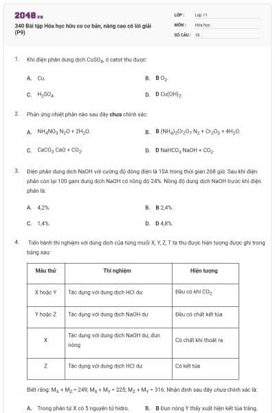 340 Bài tập Hóa học hữu cơ cơ bản, nâng cao có lời giải (P9)