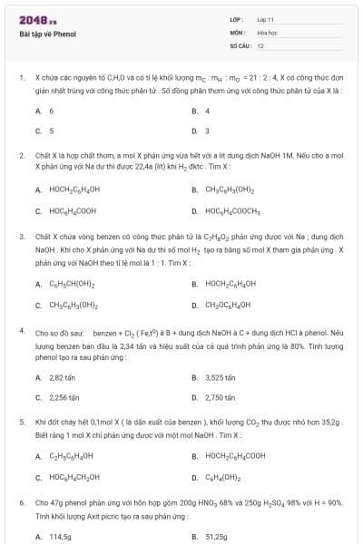Bài tập về Phenol