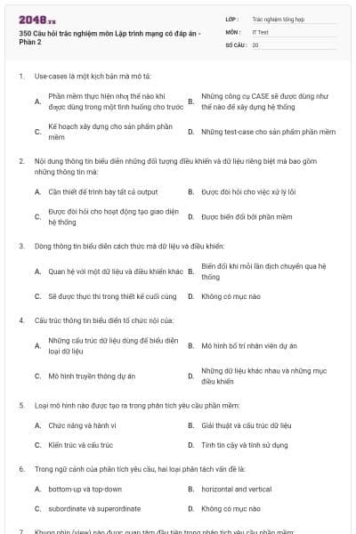 350 Câu hỏi trắc nghiệm môn Lập trình mạng  có đáp án - Phần 2