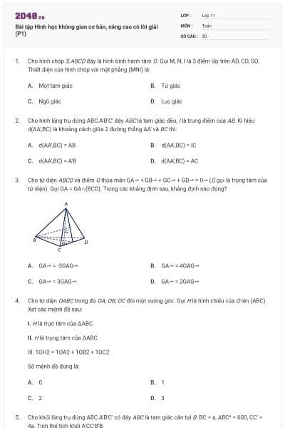 Bài tập Hình học không gian cơ bản, nâng cao có lời giải (P1)